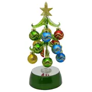 Mini Glass Christmas Tree & Decorative Balls with Gold Star and Green Base- 25cm
