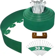 Plastic Lawn Edging, 10 cm Height 10 m Length, Flexible Lawn Edging Set for Beautifying Lawns with 30 Steel Anchors, 3 mm Thickness B