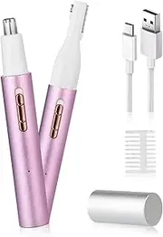 Yunmiss Nose & Eyebrow Trimmer for Women and Men,2025 Rechargeable Ear Razor & Face Shaver,Lady's Painless Portable Facial Hair Removal with Comb, Dermaplane Tool for face,Lips,Body,Leg (Purple)