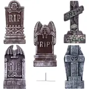 Catzon 5 Pcs Halloween RIP Graveyard Tombstones with 12 Metal Stakes for Outdoor Yard Decor