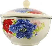 Ciieeo Enamel Rice Bowl Household Serving Bowl for Soup Porridge and Noodles Safe Enamelware Smooth Edge Retro Design for Home Decor and Housewarming