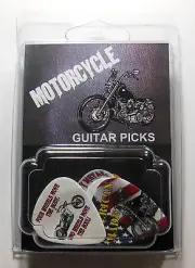 "MOTORCYCLE" Guitar Pick Pack, 6 Picks .71mm Clamshell, pics, plectrums
