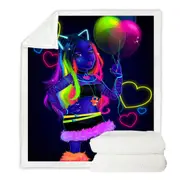 Retro Colored Cool Girl Gigi Throw Blanket