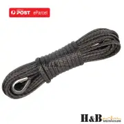 7MM x 15M Dyneema Winch Marine Rope Synthetic strap 4WD Boat Recovery BLK