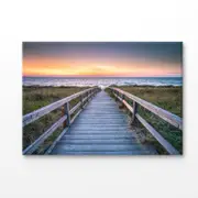 Wooden Bridge to Beach North Sea Print 100% Australian Made 150x100cm (Stretched Canvas)
