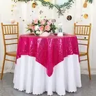 Sequin Table Overlay 36''x36'' Small Sequin Tablecloth Square 36x36 Hot Pink