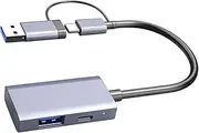 Card Reader USB C, USB 3.0, SD, TF Double Interface Professional Multifunctional Electronics Accessory Plug and Play Gray
