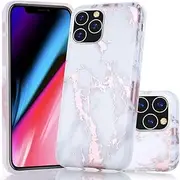 BAISRKE iPhone 11 Pro Case, Shiny Rose Gold Marble Design Bumper Matte TPU Soft Rubber Silicone Cover Phone Case for iPhone 11 Pro 5.8 inch 2019 - White Marble