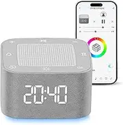 Alarm Clock & White Noise Machine, 32 Sounds, 8 Night Light, Volume Control, Memory Function, Dimmable Display & Night Light, Sleep Timer for Baby & Adults