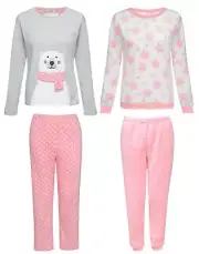 New Womens Ladies Pyjamas Sleepwear Pink White Nightwear Sets All Sizes