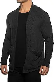 [Generic] Mens Pure Cotton Knit Cardigan Shawl Collar Fit Casual Cardigans Casual Long Sleeve Zipper Sweaters for Men