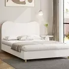 Oikiture Bed Frame Double Size White Boucle Cloud Shape