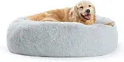 SAVFOX Calming Dog Bed, Anti Anxiety Dog Bed, Plush Donut Dog Bed for Small Dogs, Medium, Large & X-Large, Soft Fuzzy Comfy Dog Bed in Faux Fur, Washable Cuddler Pet Bed, Multiple Sizes XS-XL