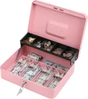Locking Cash Box with Lock,Money Box with Cash Tray,Lock Safe Box with Key,Money