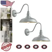 Farmhouse Style Waterproof Gooseneck Outdoor Light Fixture, 2 Pack - 10in Dome