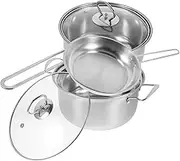 MOLUCKFU Multi-Function Cookware Set Metal Pan Pots Food Heating Set Frying Pan Casserole Lid Induction Frying