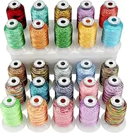 New brothread 25 Colors Variegated Polyester Embroidery Machine Thread Kit 500M (550Y) Each Spool for Brother Janome Babylock Singer Pfaff Bernina Husqvaran Embroidery and Sewing Machines