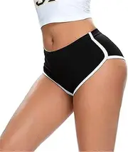 [ZHER-LU] Women's Mini Sport Shorts, Comfortable Elasticity Slip Shorts,Running Sports Yoga Cycling Shorts, Workout Gym Tummy Pants Leggings