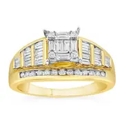 Meera Emerald Shape Ring with 1.00ct of Laboratory Grown Diamonds in 9kt Yellow Gold