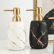 Simplicity 2 Pack 420ml Marble Bathroom Lotion Dispenser Hand Soap Dispenser Ceramic Soap Pump for Hotel Home Bathroom Countertop