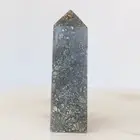 113g Natural Chalcopyrite flower &Agate quartz crystal Obelisk Mineral Gem B420