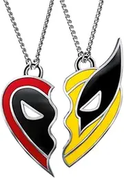 [SKYSCRAPPER] Compatible DEDPOOL X WOLVERINE Best Friends Necklace Set for 2, Couples Matching Jewellery - Stainless Steel Pendants with Chains, Alloy Steel