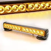 LE-JX Amber Wireless Battery Traffic Advisor Emergency Lights Bar Beacon Led Strobe Warning Light Mini Roof Top Plow Hazard Flash with Magnetic Base Mount and 12 V Rechargeable Plug (Yellow, 12 LEDs)