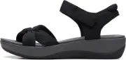 Clarks Women's Arla Shore Flat Sandal 7, Black Textile