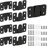 4 Pairs Interlocking Flush Mount Bracket Picture Hanging Hooks Black Stainless Steel Heavy Duty Photo Frame Hook Large Picture Hanger Buckle Furniture Connector Headboard Wall Mounting Hardware