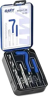 Helicoil Thread Repair Kit, M10x1.25 Thread Repair Tool with HSS Drill Bit & 15 Thread Inserts, Metric Thread Repair Installation Kit for Rethreading Internal Threads with Carry Case