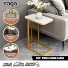 SOGA 30x50cm White Ceramic Sofa Side Square Mini Table w/ Gold Metal Legs