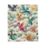 Whimsical Dragon Plush Blanket, Cozy Gift for Kids, Fantasy Decor, Soft Throw,