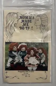 VTG Momma Made Me Do It Raggedy Nat & Nate Doll Pattern Kit Sealed