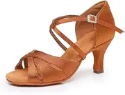 [HOBTEC] Women Latin Salsa Dance Shoes Open Toe Ballroom Practice Performance Dancing Shoes