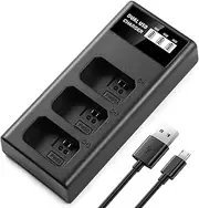[ENEGON] NP-FW50 Triple Slot Charger for Sony NEX 3/5/7 Series, SLT-A Series, Alpha a3000, a5000, a5100, a55, a6000, a6100, a6300, a6400, a6500, a7/a7II/a7s/a7SII/a7r/a7rII, rx10, rx10II