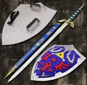 CUSTOM HAND FORGED THE LEGEND OF ZELDA FULL TANG SWORD WITH SCABARD & SHIELD SET