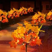 2 Pack Solar Fall Lights for Outside, Fall Décor 40LED with Maple Leaf Solar ...