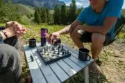 GSI OUTDOORS OUTSIDE INSIDE TRAVEL BASECAMP MAGNETIC CHESS & CHECKERS SET 99929