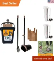 Swivel Bin Pooper Scooper with Rake - Adjustable 32 Inch Handle & Odor Control