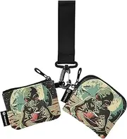 [XYMZR] Mini Zip Around Wristlet keychain Wallet Alien Drink Coffee for Women Personalized Pattern Detachable Dual Pouch Wristlet Portable Wallet Phone Coin Purse, Multi-colored, One Size