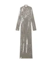 Bare-back embroidered dress FR38 silver