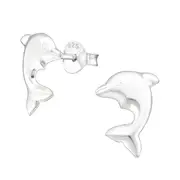 Kids Silver Dolphin Stud Earrings