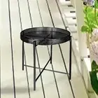Iron Outdoor Side Table Small Accent End Table for Patio Garden Home Decor