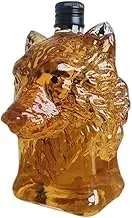 Whiskey bottlle - Whiskey Flask | Decanter for Men | Wolf Crested Wine Cup | Decorative Liquor bottlle | Realistic Engraved Wolf Themed Glass for Home Bar Cocktail