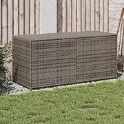 120 x 50 x 56 cm Outdoor Poly Rattan Patio Storage Chest Bin, Garden Storage Box with Removable Water Resistant Bag for Patio, Garden, Garage, Pool Store Items, Grey