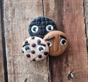 Polymer Clay Cookies Bow Center Barrette Charm Flatback