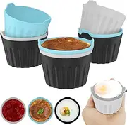 9pcs Air Fryer Egg Mold, Silicone Egg Poacher Cups, Heat-Resistant Round Poached Egg Cups, Silicone Ramekins for Air Fryer, Silicone Egg Poaching Cups for Stove Top Microwave