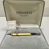 在飛比找蝦皮購物優惠-法國名牌 NINA RICCI 鍍厚金藍石紋領帶夾 禮盒 1