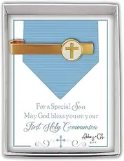 [Cathedral Art] Abbey & CA Gift Son First Communion Gold Tie Bar W/Cross