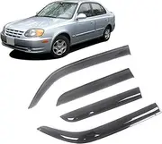 Auto Side Window Wind Deflectors Visors Black Rain Guard Door Visor Vent Shade Dark Smoke Ventvisor Compatible with Hyundai Accent 2000-2018(Compatible with 2006-2010 Sedan)